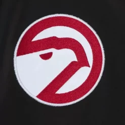 Men Mitchell & Ness Jackets & Outerwear-Flight Satin Bomber Jacket Atlanta Hawks