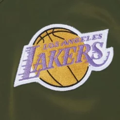 Men Mitchell & Ness Jackets & Outerwear-Flight Satin Bomber Jacket Los Angeles Lakers