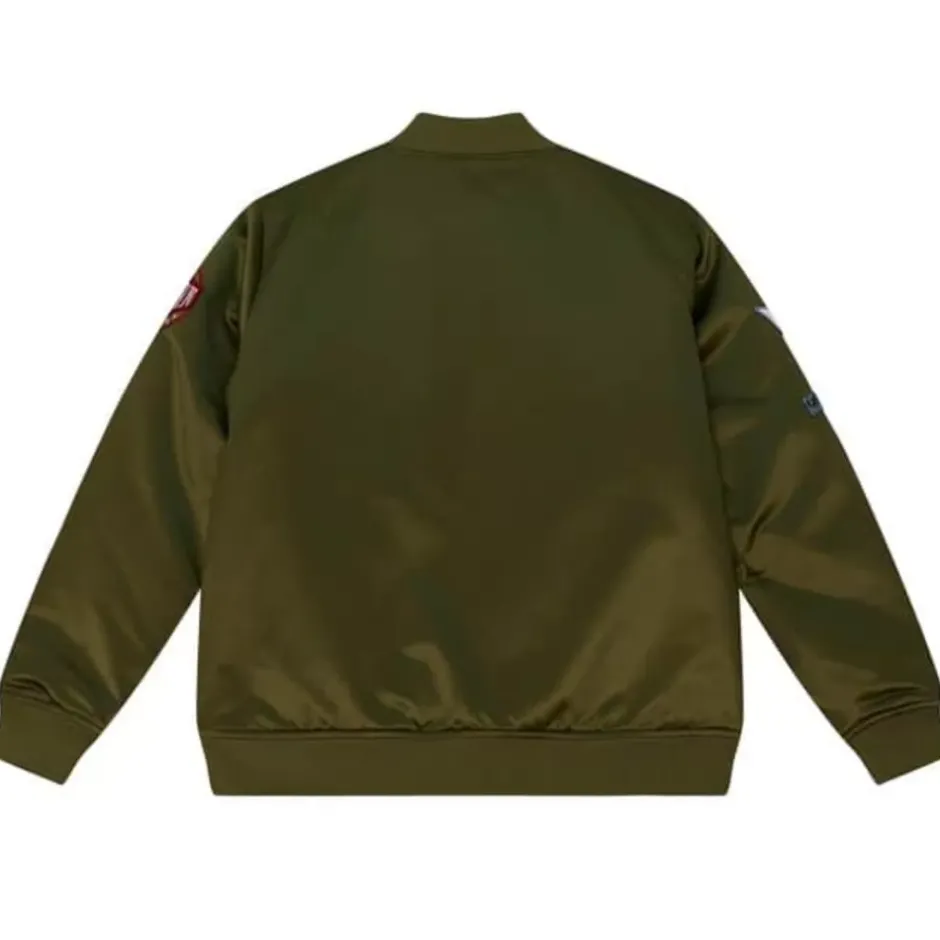 Men Mitchell & Ness Jackets & Outerwear-Flight Satin Bomber Jacket Dallas Mavericks