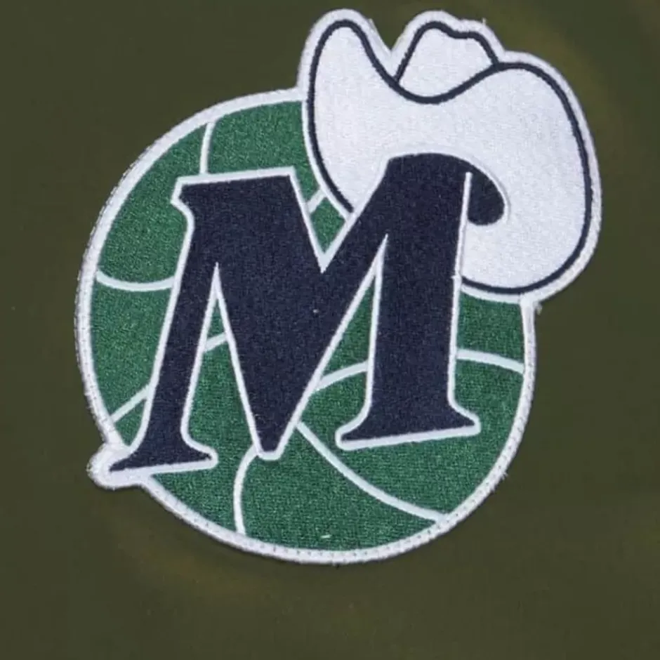 Men Mitchell & Ness Jackets & Outerwear-Flight Satin Bomber Jacket Dallas Mavericks