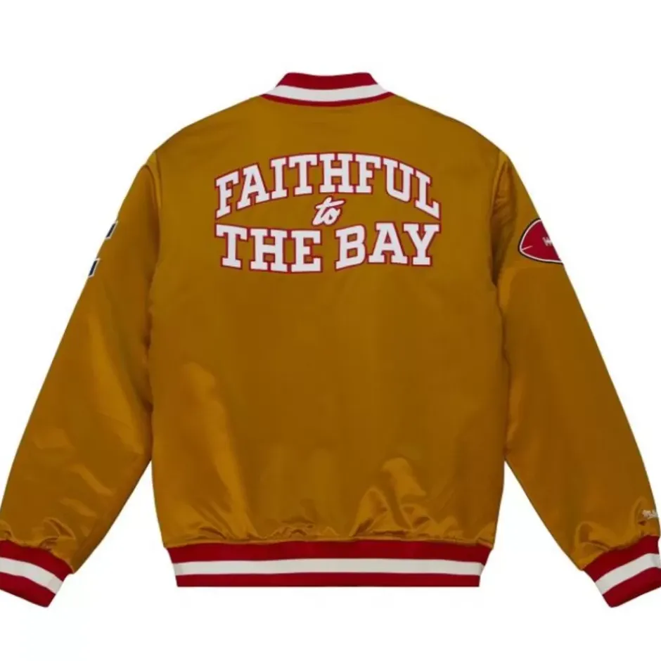 Men Mitchell & Ness Jackets & Outerwear-Fttb Heavywieght Satin Jacket San Francisco 49Ers