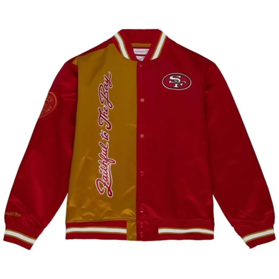 Men Mitchell & Ness Jackets & Outerwear-Fttb Team Og Lw Satin Jacket San Francisco 49Ers