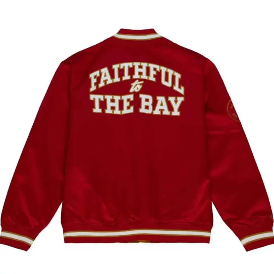 Men Mitchell & Ness Jackets & Outerwear-Fttb Team Og Lw Satin Jacket San Francisco 49Ers
