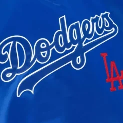 Men Mitchell & Ness Jackets & Outerwear-Full Count Satin Pullover Los Angeles Dodgers