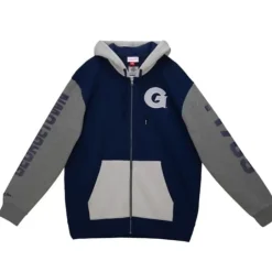 Men Mitchell & Ness Hoodies & Sweatshirts-Full Zip Fleece Georgetown University
