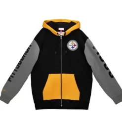 Men Mitchell & Ness Hoodies & Sweatshirts-Full Zip Fleece Pittsburgh Steelers