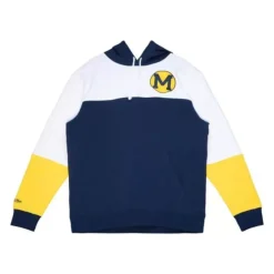Men Mitchell & Ness Hoodies & Sweatshirts-Fusion Fleece 2.0 University Of Michigan