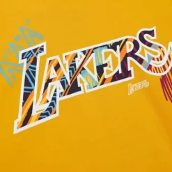 Men Mitchell & Ness Hoodies & Sweatshirts-Game Day Pattern Pullover Hoodie Los Angeles Lakers