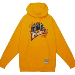 Men Mitchell & Ness Hoodies & Sweatshirts-Game Day Pattern Pullover Hoodie Golden State Warriors