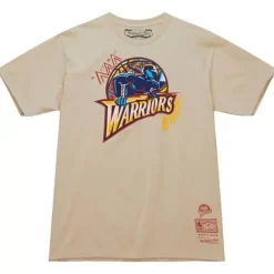 Men Mitchell & Ness T-Shirts & Tops-Game Day Pattern Tee Golden State Warriors