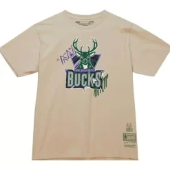 Men Mitchell & Ness T-Shirts & Tops-Game Day Pattern Tee Milwaukee Bucks
