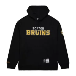 Men Mitchell & Ness Hoodies & Sweatshirts-Game Time Fleece Hoodie Current Logo Boston Bruins