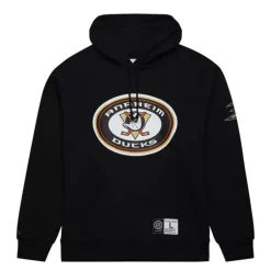 Men Mitchell & Ness Hoodies & Sweatshirts-Game Time Fleece Hoodie Current Logo Anaheim Ducks