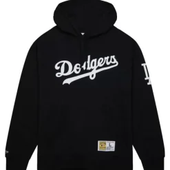 Men Mitchell & Ness Hoodies & Sweatshirts-Game Time Fleece Hoodie Vintage Logo Los Angeles Dodgers