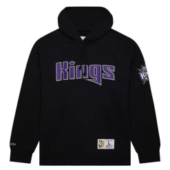 Men Mitchell & Ness Hoodies & Sweatshirts-Game Time Fleece Hoodie Vintage Logo Sacramento Kings