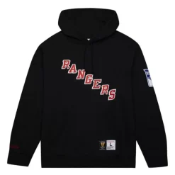 Men Mitchell & Ness Hoodies & Sweatshirts-Game Time Fleece Hoodie Vintage Logo New York Rangers