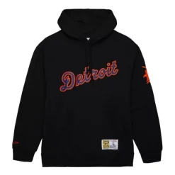 Men Mitchell & Ness Hoodies & Sweatshirts-Game Time Fleece Hoodie Vintage Logo Detroit Tigers