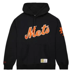 Men Mitchell & Ness Hoodies & Sweatshirts-Game Time Fleece Hoodie Vintage Logo New York Mets