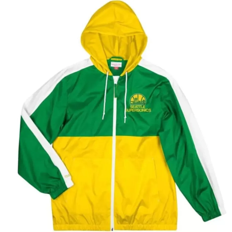 Men Mitchell & Ness Jackets & Outerwear-Gameday Lightweight Windbreaker Seattle Supersonics