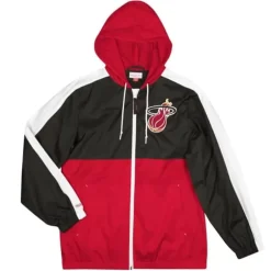 Men Mitchell & Ness Jackets & Outerwear-Gameday Lightweight Windbreaker Miami Heat
