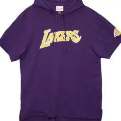 Men Mitchell & Ness T-Shirts & Tops-Gameday Ss Ft Hoodie Los Angeles Lakers