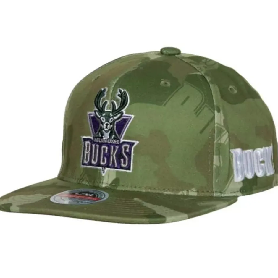 Mitchell & Ness Fitted-Ghost Camo Stretch Fitted Hwc Milwaukee Bucks