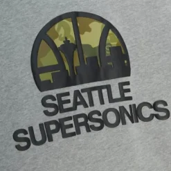 Men Mitchell & Ness Hoodies & Sweatshirts-Ghost Green Camo Hoody Seattle Supersonics