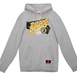 Men Mitchell & Ness Hoodies & Sweatshirts-Graff Hoodie Boston Bruins