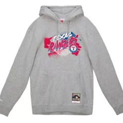 Men Mitchell & Ness Hoodies & Sweatshirts-Graff Hoodie Texas Rangers