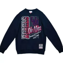 Men Mitchell & Ness Hoodies & Sweatshirts-Halftime Script Crew University Of Mississippi