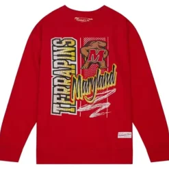 Men Mitchell & Ness Hoodies & Sweatshirts-Halftime Script Crew University Of Maryland