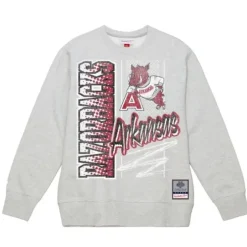 Men Mitchell & Ness Hoodies & Sweatshirts-Halftime Script Crew University Of Arkansas