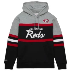 Men Mitchell & Ness Hoodies & Sweatshirts-Head Coach Hoodie Cincinnati Reds
