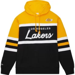 Men Mitchell & Ness Hoodies & Sweatshirts-Head Coach Hoodie Los Angeles Lakers