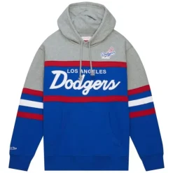Men Mitchell & Ness Hoodies & Sweatshirts-Head Coach Hoodie Los Angeles Dodgers