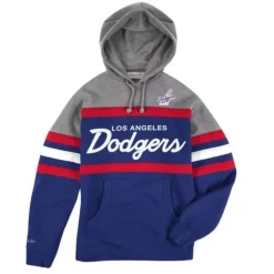 Men Mitchell & Ness Hoodies & Sweatshirts-Head Coach Hoodie Los Angeles Dodgers