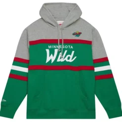 Men Mitchell & Ness Hoodies & Sweatshirts-Head Coach Hoodie Minnesota Wild