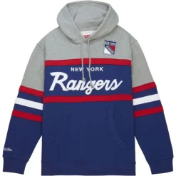 Men Mitchell & Ness Hoodies & Sweatshirts-Head Coach Hoodie New York Rangers