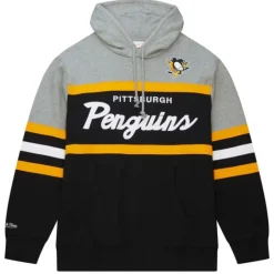 Men Mitchell & Ness Hoodies & Sweatshirts-Head Coach Hoodie Pittsburgh Penguins