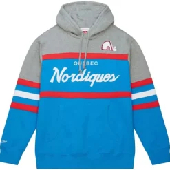 Men Mitchell & Ness Hoodies & Sweatshirts-Head Coach Hoodie Quebec Nordiques
