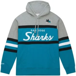 Men Mitchell & Ness Hoodies & Sweatshirts-Head Coach Hoodie San Jose Sharks