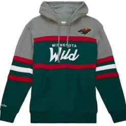 Men Mitchell & Ness Hoodies & Sweatshirts-Headcoach Hoody Minnesota Wild