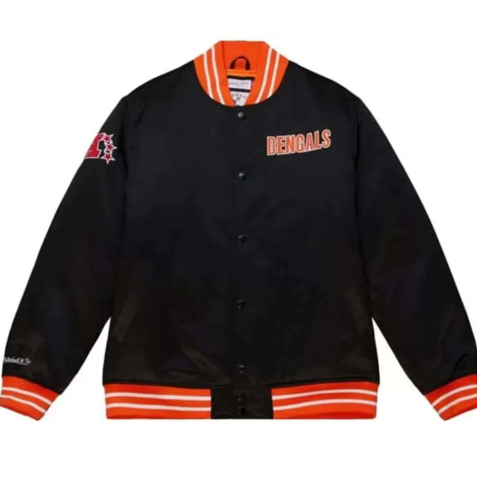 Men Mitchell & Ness Jackets & Outerwear-Heavyweight Satin Jacket Cincinnati Bengals