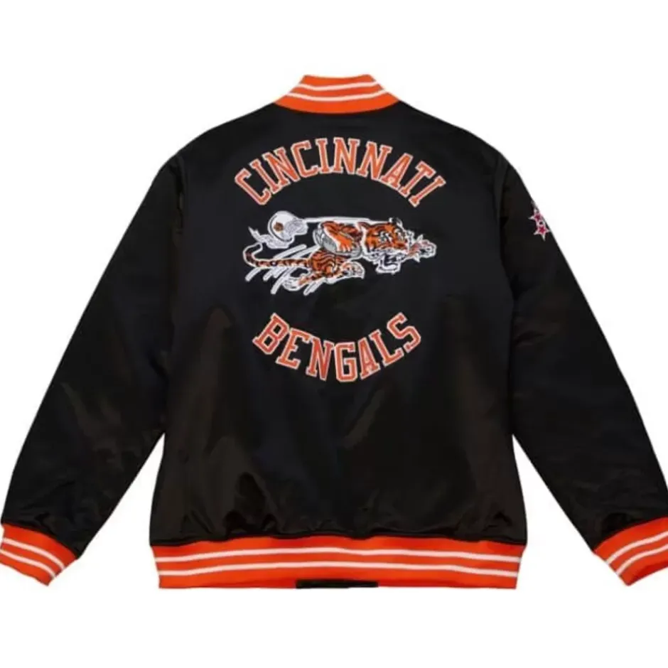 Men Mitchell & Ness Jackets & Outerwear-Heavyweight Satin Jacket Cincinnati Bengals