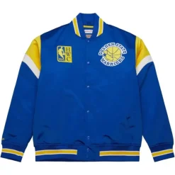 Men Mitchell & Ness Jackets & Outerwear-Heavyweight Satin Jacket Golden State Warriors