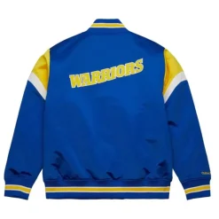 Men Mitchell & Ness Jackets & Outerwear-Heavyweight Satin Jacket Golden State Warriors