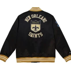 Men Mitchell & Ness Jackets & Outerwear-Heavyweight Satin Jacket New Orleans Saints