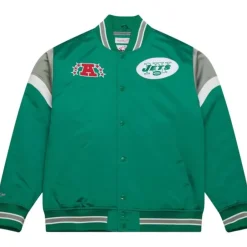 Men Mitchell & Ness Jackets & Outerwear-Heavyweight Satin Jacket New York Jets