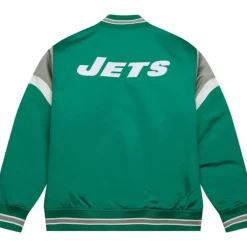 Men Mitchell & Ness Jackets & Outerwear-Heavyweight Satin Jacket New York Jets
