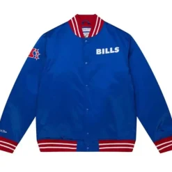 Men Mitchell & Ness Jackets & Outerwear-Heavyweight Satin Jacket Buffalo Bills